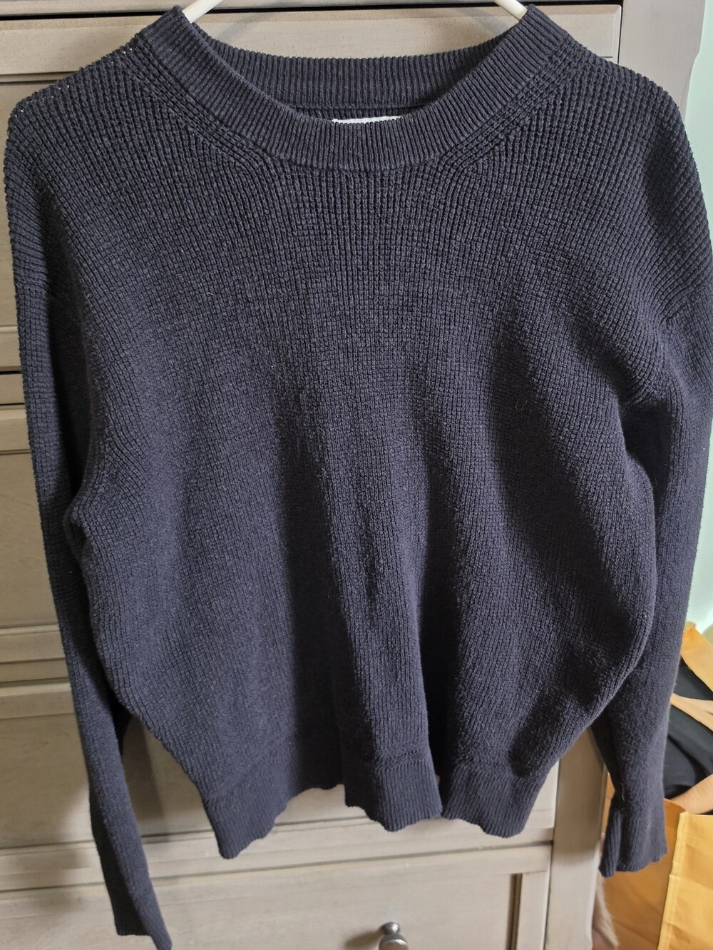 American Eagle Outfitters Navy Textured Crewneck Sweater